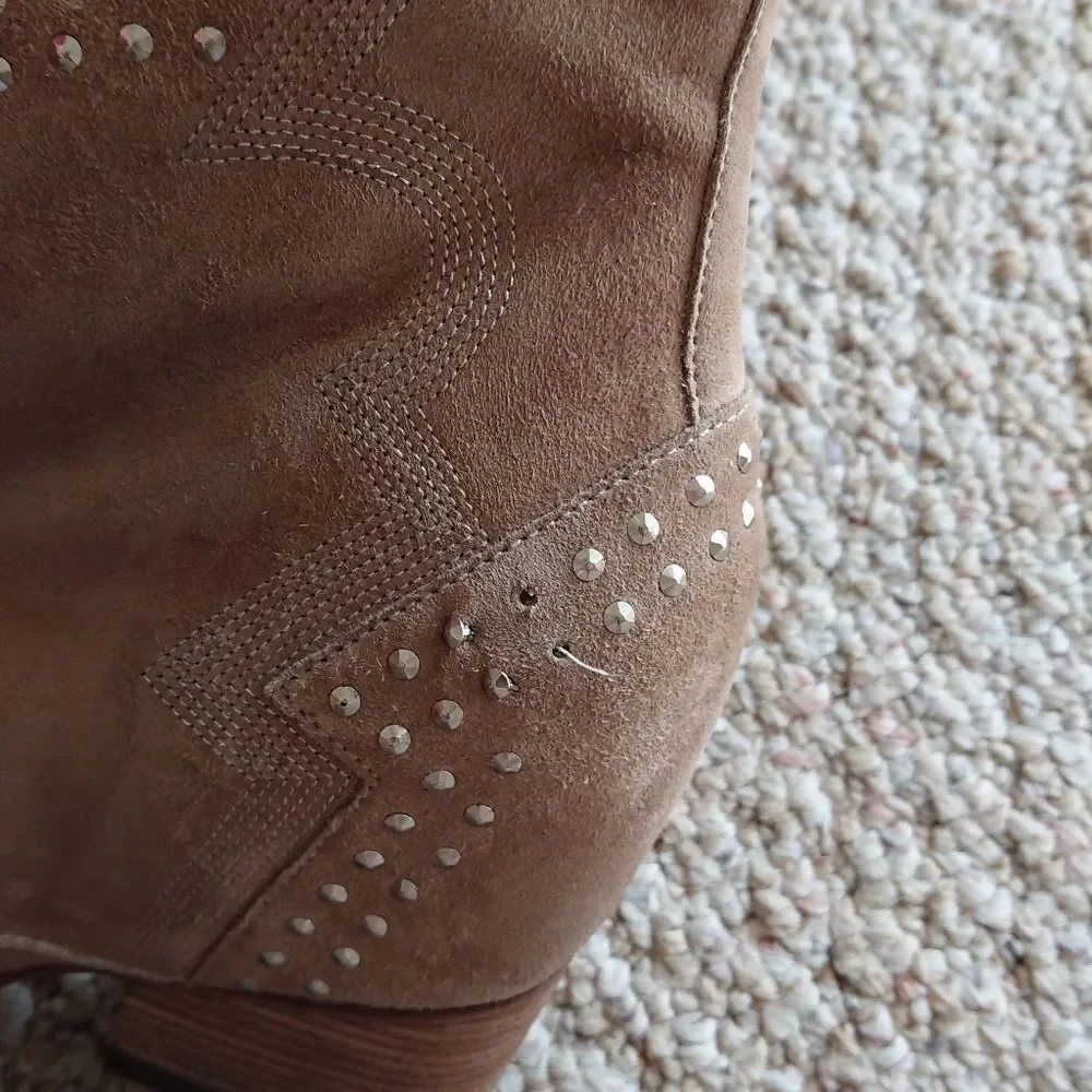 SIGERSON MORRISON Suede Whipstitch Trim Western Boots size 7
